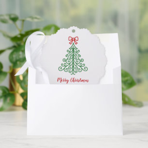 Eenvoudige boom met boog moderne kerst ornament kaart