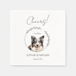 Eenvoudige Border Collie Hond Bruiloft Cocktail se Servet