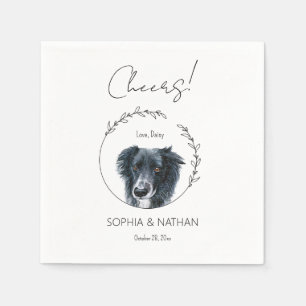 Eenvoudige Border Collie Hond Bruiloft Cocktail se Servet