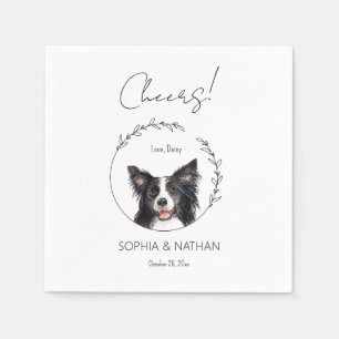 Eenvoudige Border Collie-hond trouw cocktail serve Servet