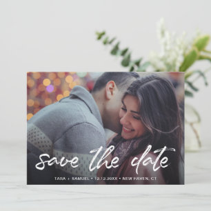 Eenvoudige Borstel Script Foto Moderne Bruiloft Save The Date
