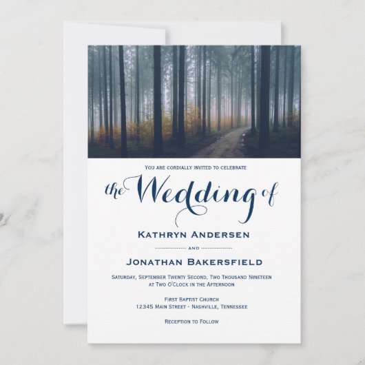 Eenvoudige Bos Fall Wedding Uitnodigingen (Voorkant)