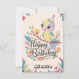 Eenvoudige Bossen Parrot Digitale Verjaardag Kaart
