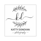 Eenvoudige botanische bladeren lijst script initia 	rubberstempel (Afrduk)