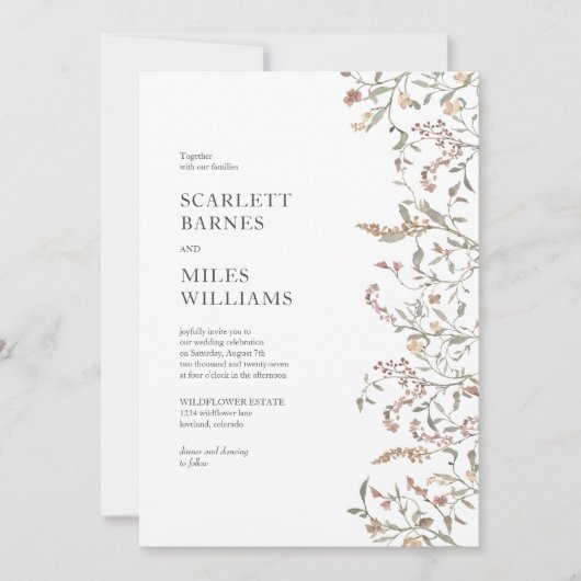 Eenvoudige botanische Boho Wedding Kaart (Voorkant)