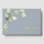 Eenvoudige Botanische Eucalyptus Bruiloftsgoud Gastenboek (Voorkant)