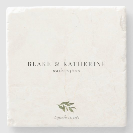 Eenvoudige Botanische gepersonaliseerde Stenen Onderzetter (Voorkant)