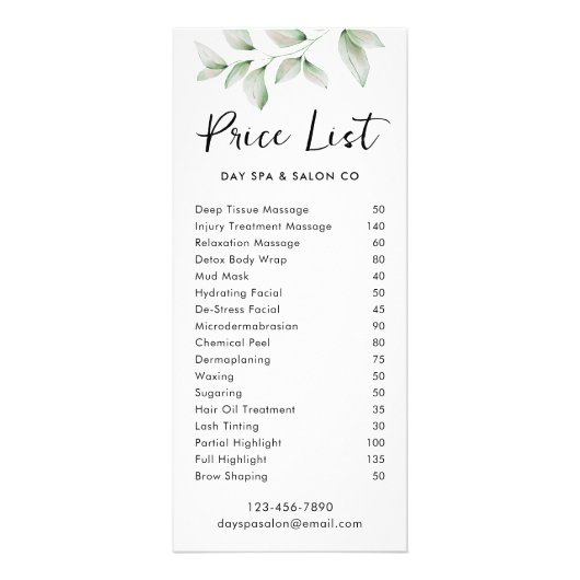 Eenvoudige botanische prijslijst met QR-code Reclamekaart (Voorkant)