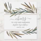 Eenvoudige Botanische Waterverf Custom Cheers Brui Wijn Etiket (Enkel label)