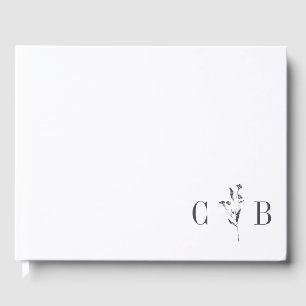 Eenvoudige Botanische Witte Monogram Initiaal Brui Gastenboek
