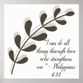 Eenvoudige Botanische Zwart-Wit Bijbel Verse | Poster (Voorkant)