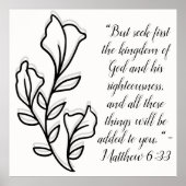 Eenvoudige Botanische Zwart-Wit Bijbel Verse | Poster (Voorkant)