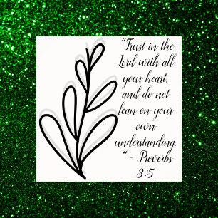 Eenvoudige Botanische Zwart-Wit Bijbel Verse Poster