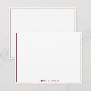 Eenvoudige Bourgogne Border Stationery Notitiekaartje