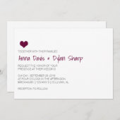 Eenvoudige Bourgogne Hart bruiloft uitnodiging (Voorkant / Achterkant)