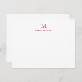 Eenvoudige Bourgogne Modern Monogram Initiaal Note Kaart