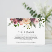 Eenvoudige Bourgogne Wijn Herfst Floral Elegant Br Informatiekaartje (Staand voorkant)