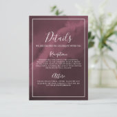 Eenvoudige Bourgondische bruiloft details Informatiekaartje (Staand voorkant)