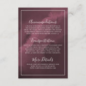 Eenvoudige Bourgondische bruiloft details Informatiekaartje (Achterkant)