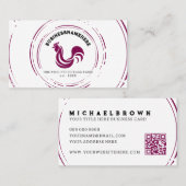 Eenvoudige Bourgondische witte kip QR-code Visitekaartje (Voorkant / Achterkant)