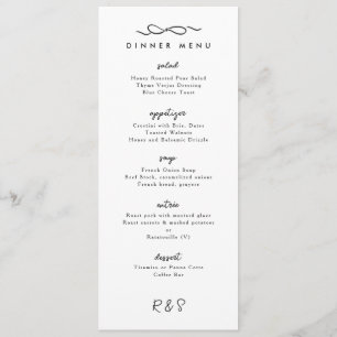 Eenvoudige Bow Wedding Diner Menu