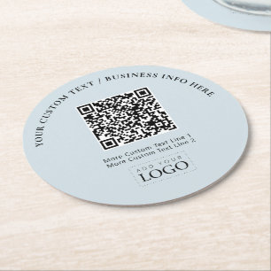Eenvoudige Branded Business Logo QR Code Promotie Ronde Kartonnen Onderzetter
