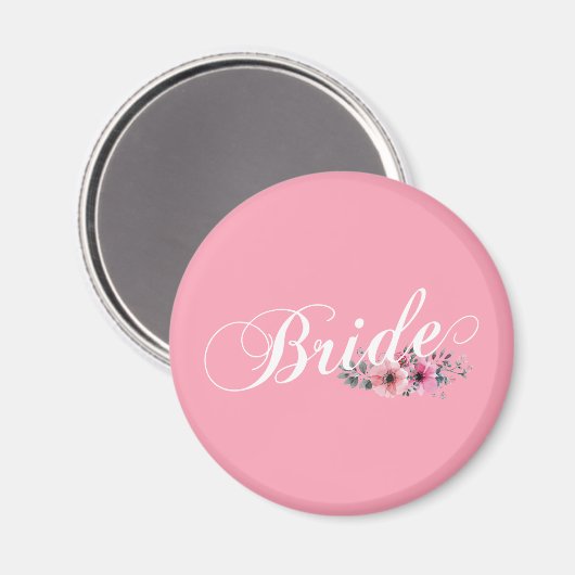 Eenvoudige Bride Floral Calligrafie | Magneet (Voorkant / Achterkant)