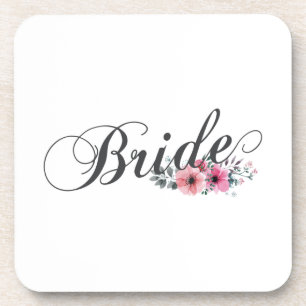 Eenvoudige Bride Floral Calligrafie   ONDERZETTER