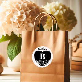 Eenvoudige brief van hart gebladerte bruiloft Dank Ronde Sticker