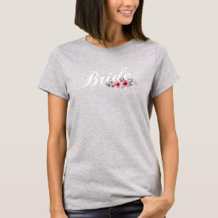 Eenvoudige Bruid Bloemrijke Calligrafie T-Shirt