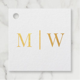Eenvoudige bruid bruidegom bruiloft 2 Initiaal Mon Bedankjes Labels