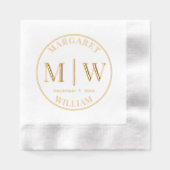 Eenvoudige Bruid Bruidegom Huwelijk 2 Initiële Nam Folie Servetten (Voorkant)