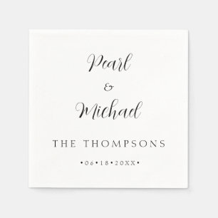 Eenvoudige bruid en bruidegom naam stijlvolle brui servet