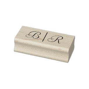 Eenvoudige bruidegom bruiloft 2 Initiaal Monogram  Rubberstempel