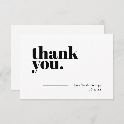 Eenvoudige bruiloft dank u kaarten plat minimalist (Voorkant / Achterkant)