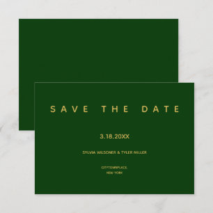 Eenvoudige bruiloft Emerald Green-minimalist Save The Date