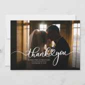 Eenvoudige bruiloft foto met handschrift Hartelijk Kaart (Voorkant)