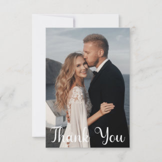 Eenvoudige bruiloft foto Voeg je groet toe Dank je Notitiekaartje