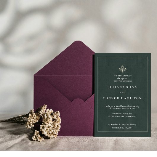 Eenvoudige bruiloft, klassieke monogram bruiloft, kaart