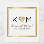 Eenvoudige bruiloft liefde monogram op wit wijn etiket (Enkel label)