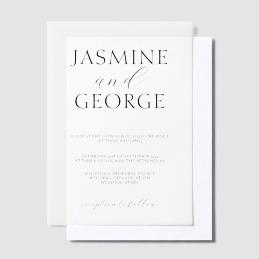 Eenvoudige bruiloft met elegant script vellum uitnodigingen (Offset)