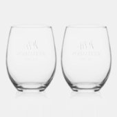 Eenvoudige bruiloft Mr. Mrs Names Date Custom Wijnglas Zonder Voet (Achterkant)