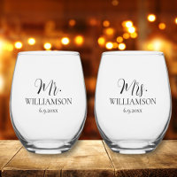 Eenvoudige bruiloft Mr. Mrs Names Date Custom