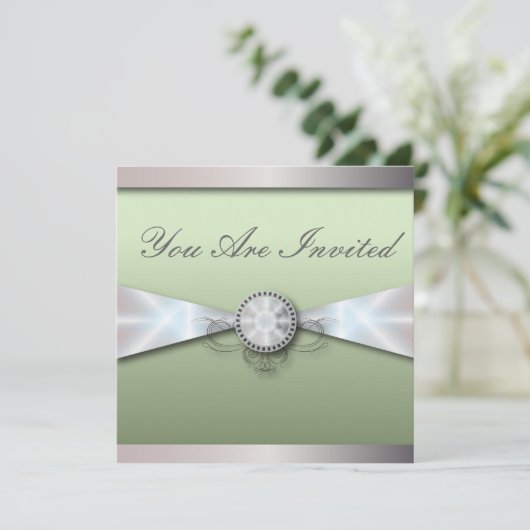 Eenvoudige bruiloft Munt en witte bruiloft Kaart (Staand voorkant)