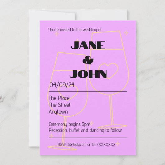 Eenvoudige bruiloft nodigt datum roze champagne ui save the date (Voorkant)