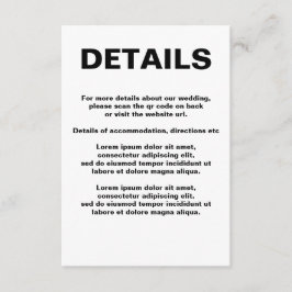 Eenvoudige bruiloft QR-code Informatiekaartje