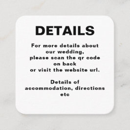 Eenvoudige bruiloft QR-code Informatiekaartje