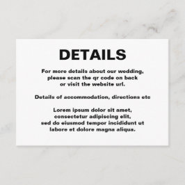 Eenvoudige bruiloft QR-code Informatiekaartje