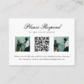 Eenvoudige bruiloft Rsvp met QR-code en fotorooste Informatiekaartje (Voorkant)