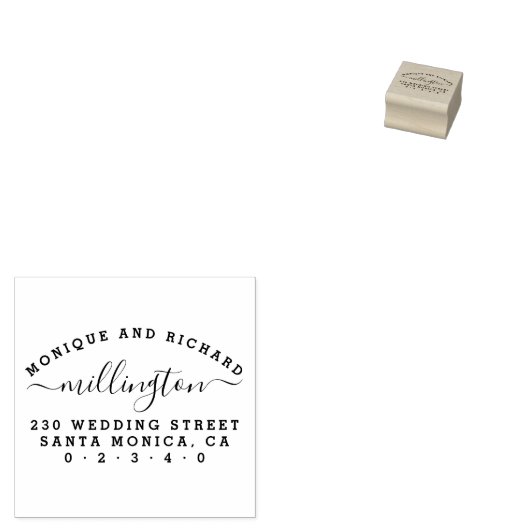 Eenvoudige bruiloft | Script Achternaam Retouradre Rubberstempel (Gestempeld)